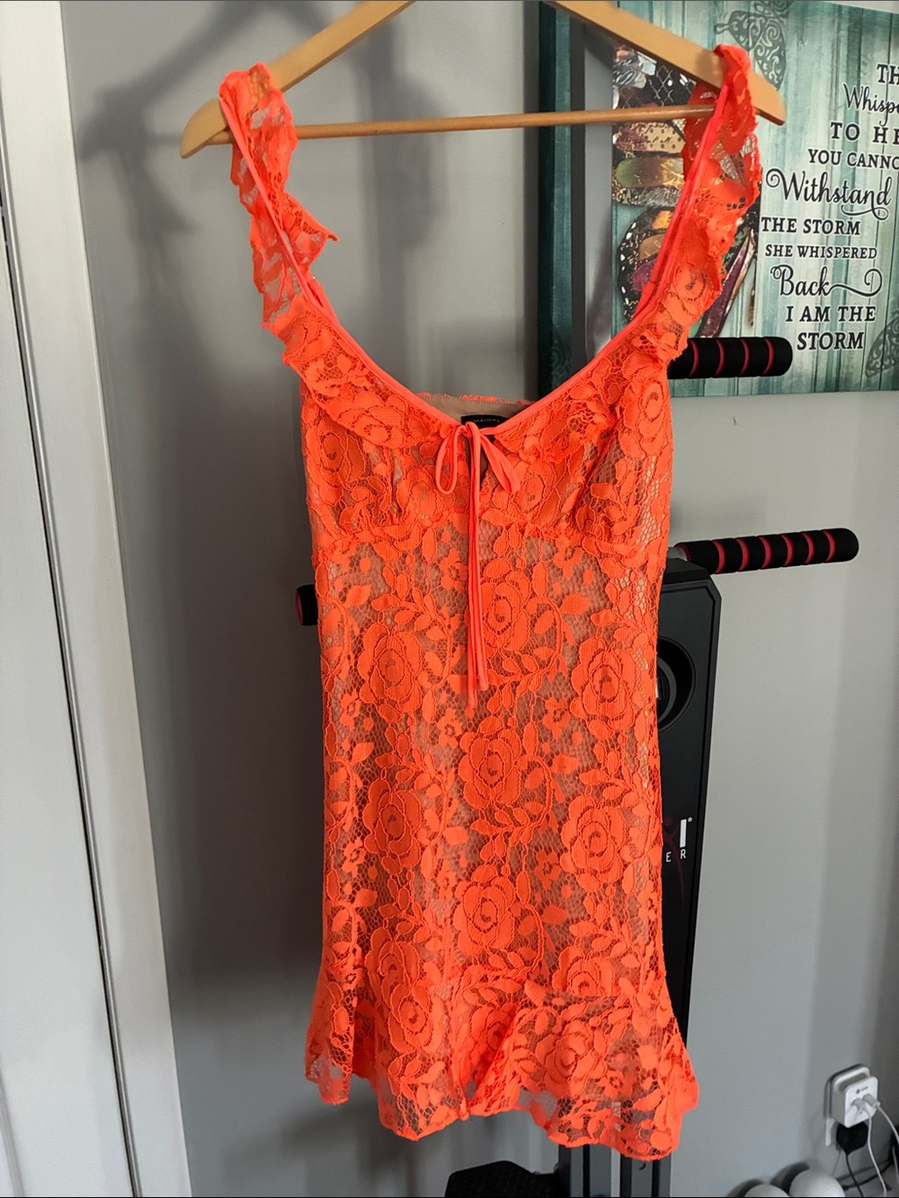 MAJORELLE Neon Orange Lace Camisole Slip